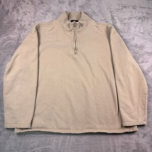 Calvin Klein Quarter Zip Sweatshirt Mens XXL Green Mock Neck Pullover Cotton